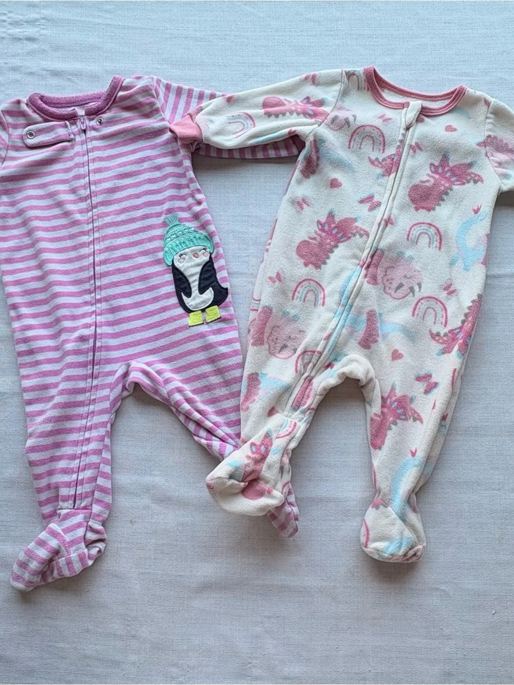 Carter's Multi-Color Baby Fleece One-Piece Footies - Pink, Mint, Red, Purple